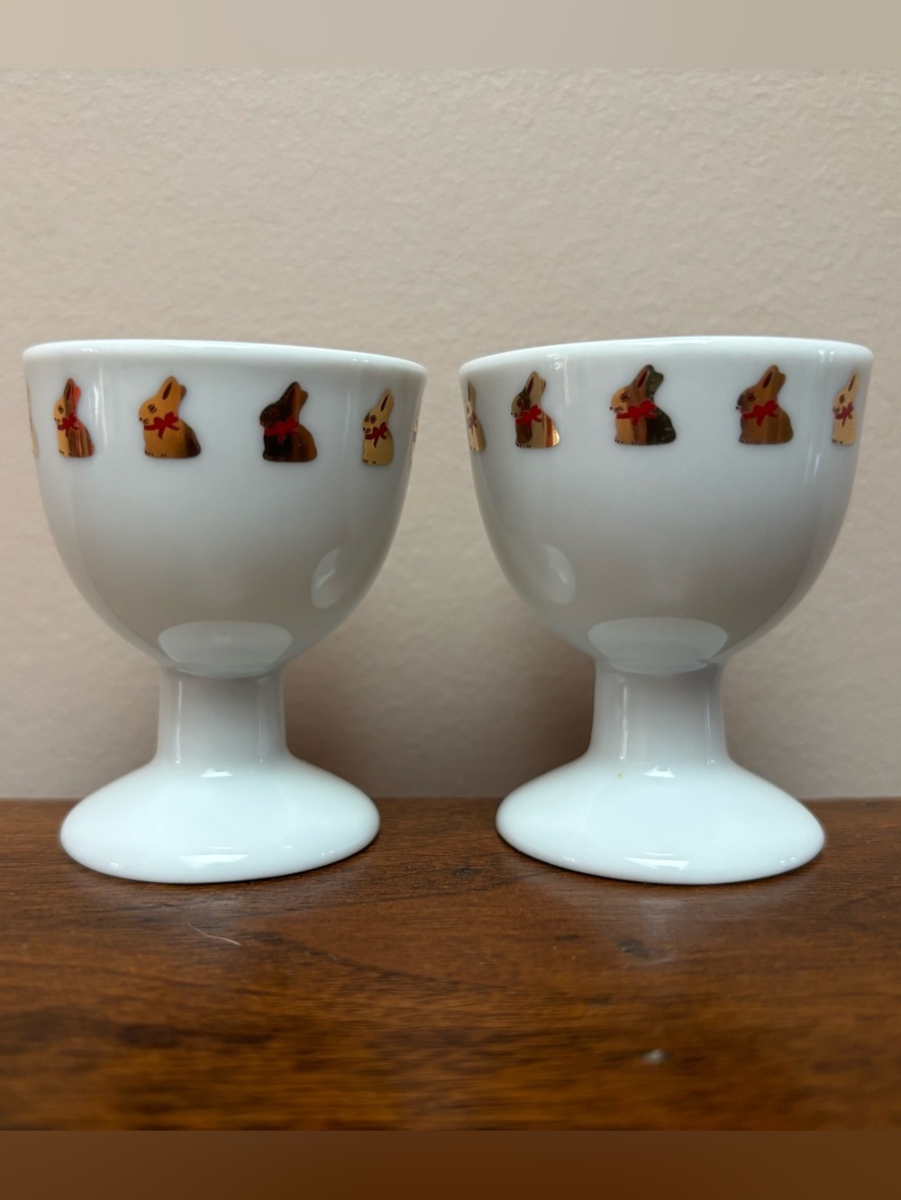 Set of Two Lindt Limited Edition Easter Bunny Egg Cups.